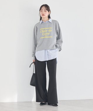 earth music&ecology 【裏毛】アソートロゴウラケドロストプルオーバー Gray Mixture