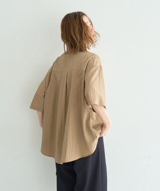 YECCA VECCA スカーフデザインアシメハーフスリーブシャツ Beige