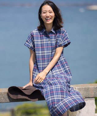J.PRESS LADIES S コットンリネン Light マドラスチェック シャツ ワンピース