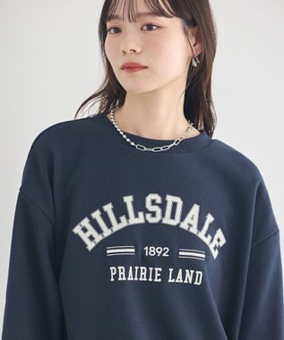 earth music&ecology 【裏毛】アソートロゴウラケドロストプルオーバー Navy