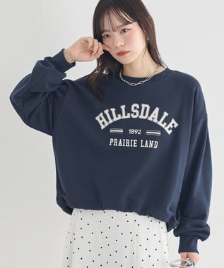 earth music&ecology 【裏毛】アソートロゴウラケドロストプルオーバー Navy