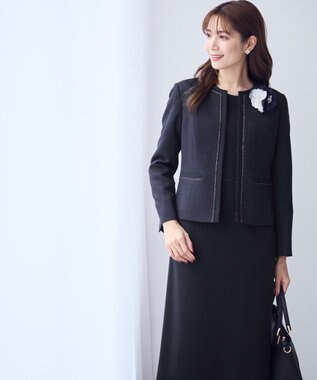 ANY SIS 【洗える】セレモニーダブルクロス ワンピース ネイビー