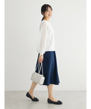 Green Parks 〈選べるきれシル〉フレアミディ丈スカート Dark Navy