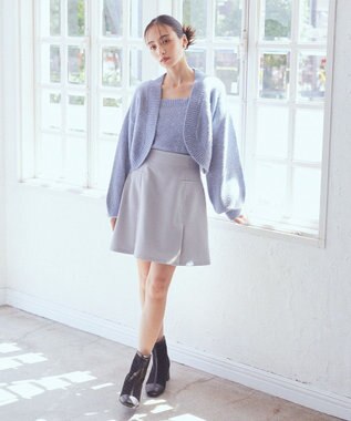 earth music&ecology ＳＥＴ２点スパンコールニットボレロ×タンク Blue