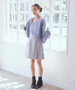 earth music&ecology ＳＥＴ２点スパンコールニットボレロ×タンク Blue