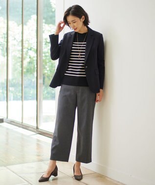 J.PRESS LADIES S 【洗える】LANATEC シャークスキン&ヘリンボーン パンツ グレー系