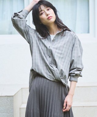 ANY 【UVカット/抗菌防臭/速乾】エニィファンクション　カシュクールシャツ グレンチェック