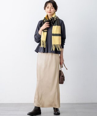 23区 S 【洗える】テクスチャーサテン ナロー スカート ベージュ系