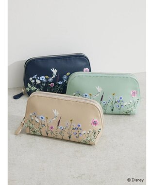 Green Parks ピーター・パン／フラワー合皮ポーチ Beige