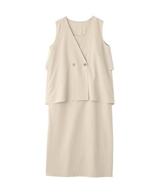 AMERICAN HOLIC 【2点セット・マルチ機能】フリルジレ＋Iラインワンピース Light Beige