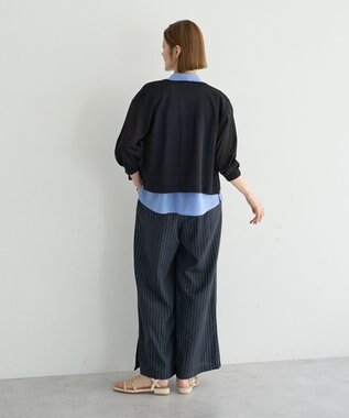 YECCA VECCA ノーカラー7分袖ポケットカーディガン Light Gray