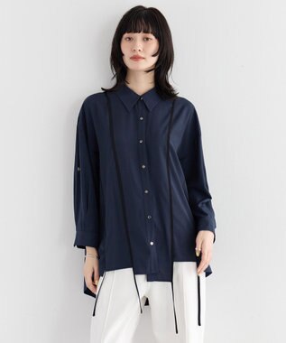YECCA VECCA ストリングデザインシャツ Navy