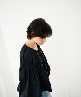 GRACE CONTINENTAL ギャザータフタブルゾン ブラック