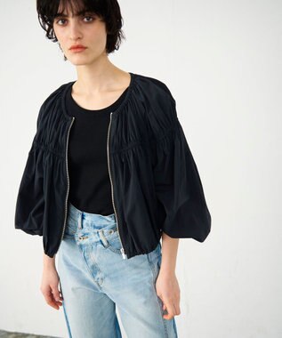 GRACE CONTINENTAL ギャザータフタブルゾン ブラック