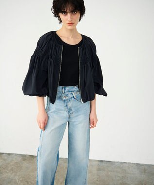 GRACE CONTINENTAL ギャザータフタブルゾン ブラック