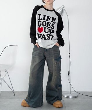 WEGO 【洗える】グラフィックニットBIGプルオーバー 柄10