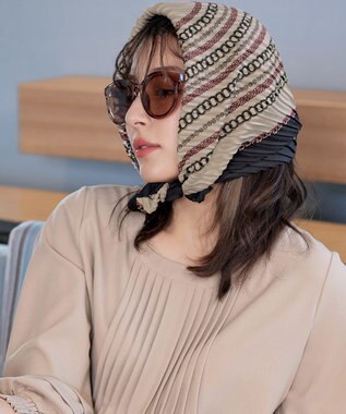 Tiaclasse 【選べる柄タイプ】プリーツスカーフ Bブラック