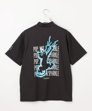 PW CIRCULUS 【吸水速乾 / UV遮蔽率99.5% UVカット / ストレッチ】【MEN】アニマルグラフィックモックT ゴルフ ブラック系