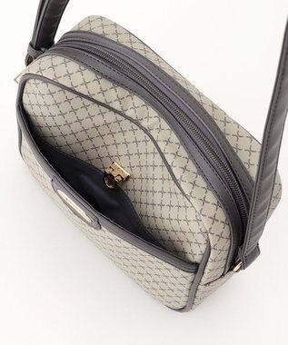 ANY クラシックラウンドショルダーバッグ ベージュ×グレー柄