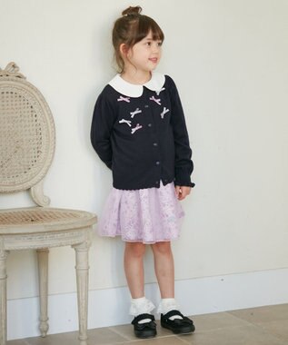 ANY KIDS 花柄ドッキングチュールワンピース ラベンダー系