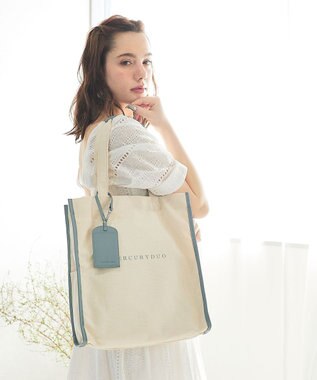 style code 【MERCURYDUO/マーキュリーデュオ】カードケース付　キャンバストートバッグ 推し活バッグ ブルーグレー