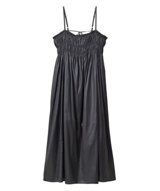 Green Parks レザー風キャミワンピース Black