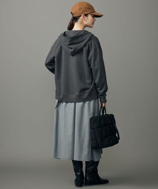 自由区 L クリアループバックジップ パーカー スレート