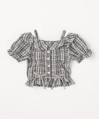 ANY KIDS 【洗濯機可能】2WAY チェックブラウス ブラック