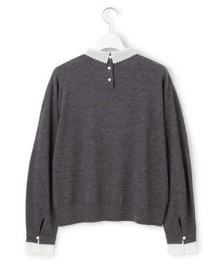 23区 【CLASSY.掲載/洗える】エンブロイダリー ジオメトリックレースコンビ ニット グレー系