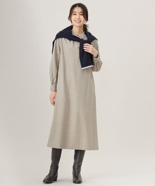 J.PRESS LADIES L 【洗える】トリムツイン ニット ネイビー系