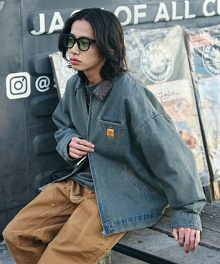 WEGO 【ユニセックス着用ITEM/MLサイズ展開】ワーカーズデニムZIPジャケット デニム淡加工色