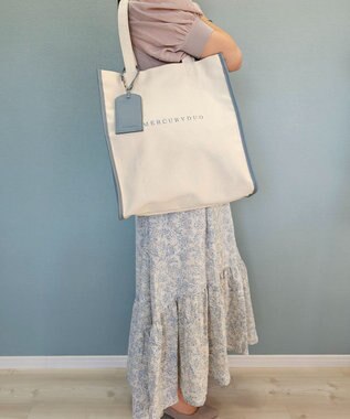 style code 【MERCURYDUO/マーキュリーデュオ】カードケース付　キャンバストートバッグ 推し活バッグ ブルーグレー