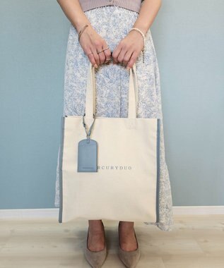 style code 【MERCURYDUO/マーキュリーデュオ】カードケース付　キャンバストートバッグ 推し活バッグ ブルーグレー