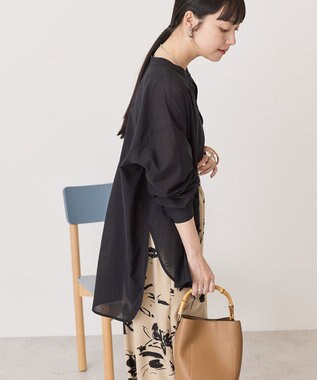 AMERICAN HOLIC リネンライクバンドカラーシャツ Black