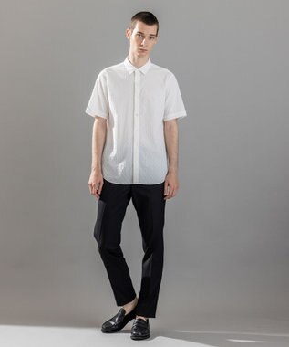 JOSEPH HOMME 新柄【ストレッチ】ハムサジャガードストレッチ　レギュラーカラー半袖シャツ ホワイト系