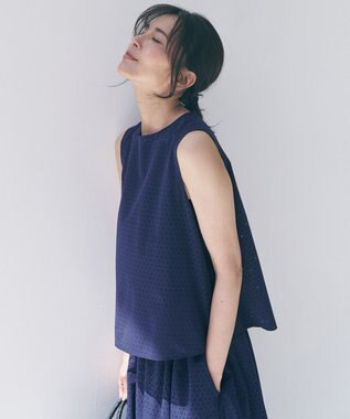 UNFILO 【セットアップ着用可】FINE MOVE パンチング ドットブラウス