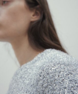 BEIGE， 【洗える・Precious 4月号掲載】TRITOMA / ラメクルーネック半袖ニット Silver