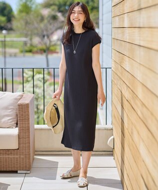 ANY 汗ジミ防止テレコワンピース ブラック