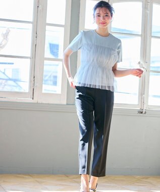 Feroux チュールコンビカットソー スカイブルー系