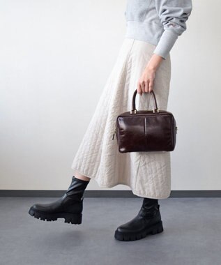 INTER-CHAUSSURES 【CHRISTIAN VILLA】センターシームハンドバッグ ダークブラウン