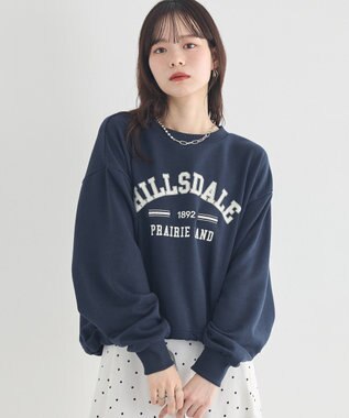 earth music&ecology 【裏毛】アソートロゴウラケドロストプルオーバー Navy