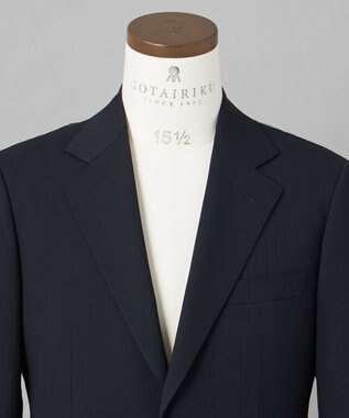 GOTAIRIKU オールシーズン対応【御幸毛織】WOOL×SOLOTEX ストレッチスーツ（ネイビーストライプ） ネイビー系1