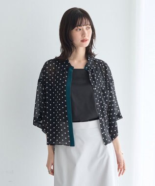 YECCA VECCA 【2点SET】キャミ付きシアードットシャツ Black