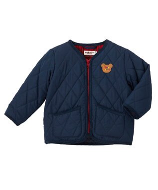 MIKI HOUSE HOT BISCUITS 【80-120cm】 抗菌・抗ウイルス ノーカラー キルティングジャンパー 紺