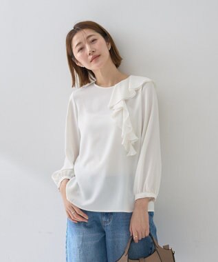 YECCA VECCA アシメラッフルブラウス Off White