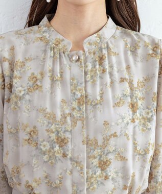 Tiaclasse 【洗える】花柄フレアワンピース グレージュ