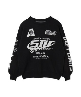 WEGO スポーツグラフィックジャガードニット ブラック