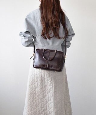 INTER-CHAUSSURES 【CHRISTIAN VILLA】センターシームハンドバッグ ダークブラウン