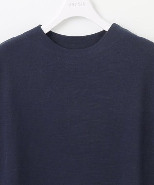 ANY SIS S 【洗える】フレンチスリーブシャツテール ニット ネイビー