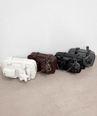 WEGO スターチャームランダムポケットボストンバッグ ブラック